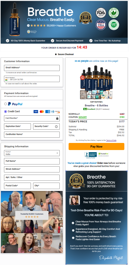 Breathe order page